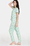 Zivame Summer Treat Knit Poly Pyjama Set - Pastel Green — thumbnail 3